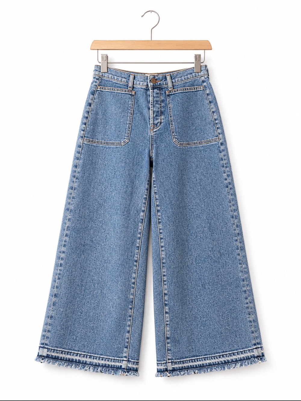 Wilson Gabrielle Made in USA Wide Leg Cropped Culotte Jeans Size 25 Frayed Hem